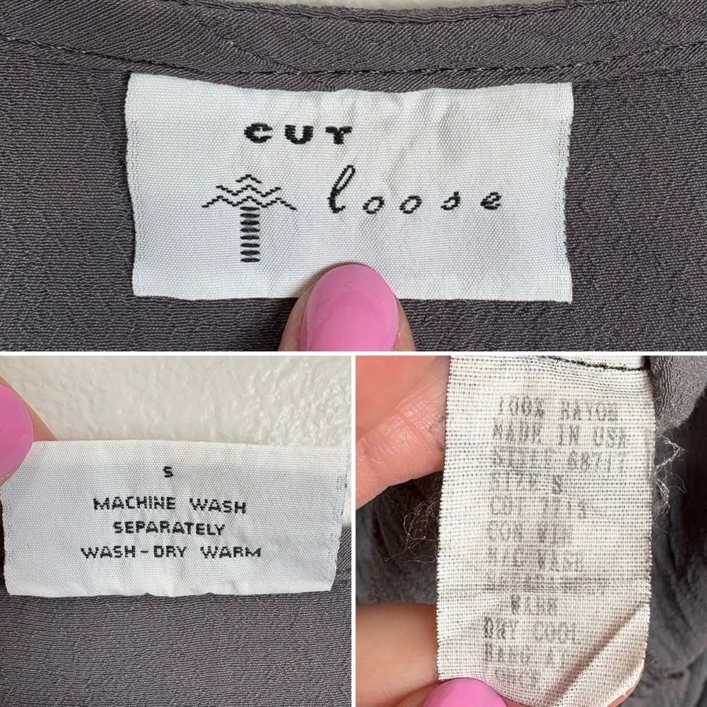 Cut Loose Pullover Top Size S Gray Lightweight Lagenlook Minimalist Crinkle Flow - Picture 15 of 15